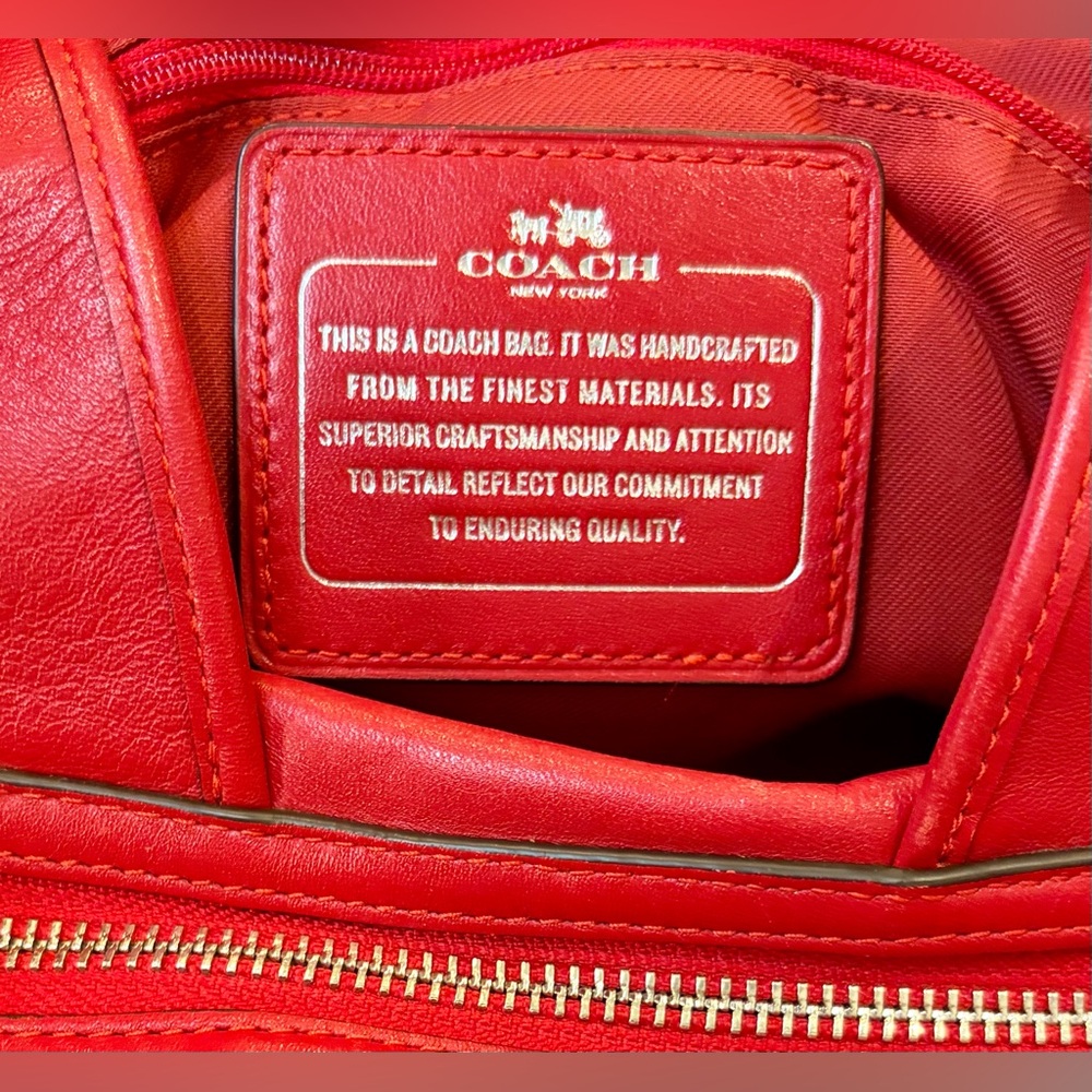 EUC! COACH SIGNATURE CANVAS SHOULDER BAG WITH RED LEATHER TRIM
NO CALLOUTS - Picture 2 of 16
